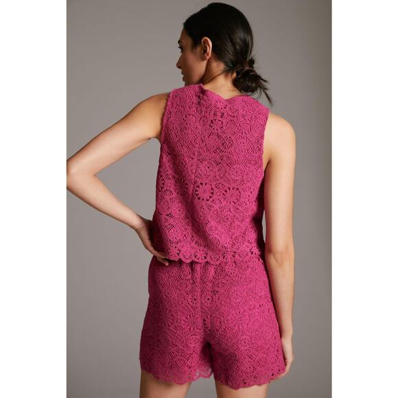Anthropologie Maeve Solid Eyelet Crochet Top - New - Size 10 - Picture 3 of 6